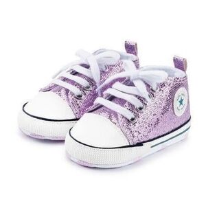 First Walkers Purple Glitter High-Top Canvas Baby Shoes